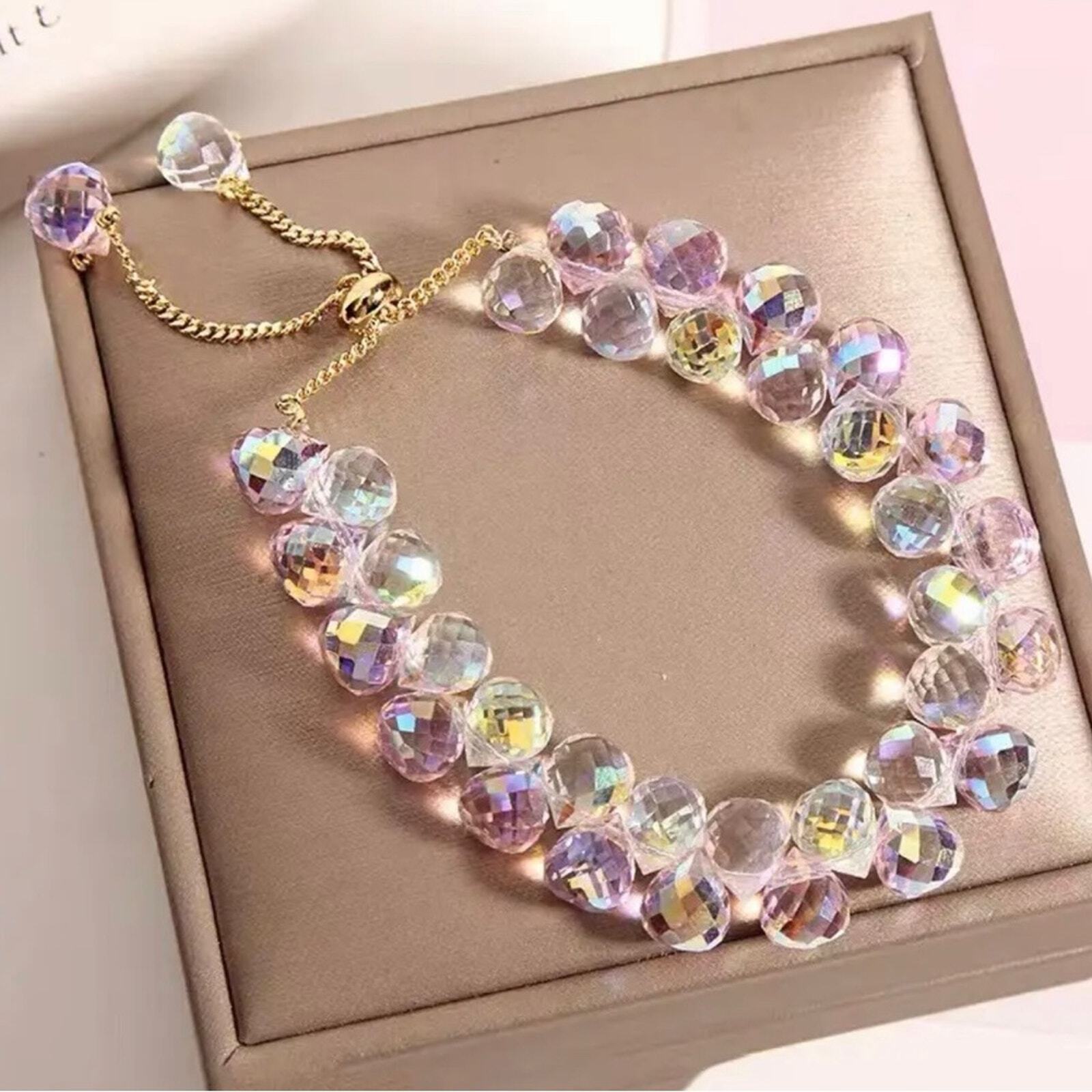 Pink Swarovski Beaded Bracelet