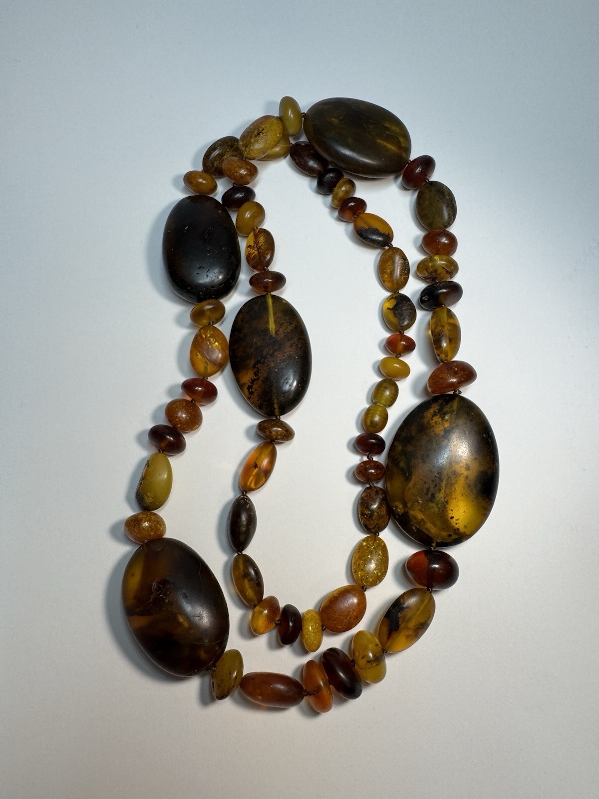 Natural Baltic Amber Statement Necklace, Dark Cognac Butterscotch 79g 80cm