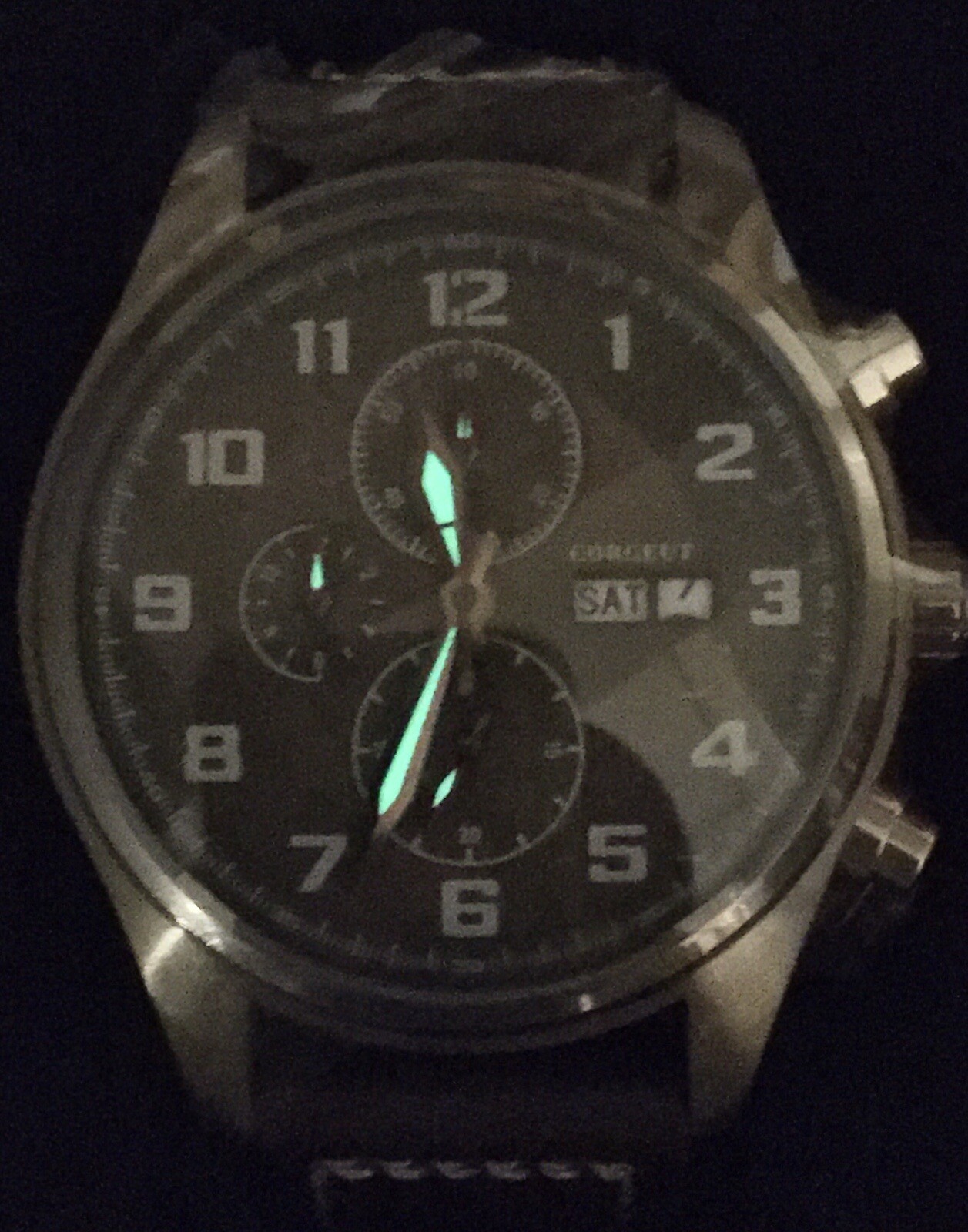 CORGEUT BRONZE DIAL CHRONO WATCH STAINLESS STEEL DAY DATE QUARTZ PILOT WATCH NEW