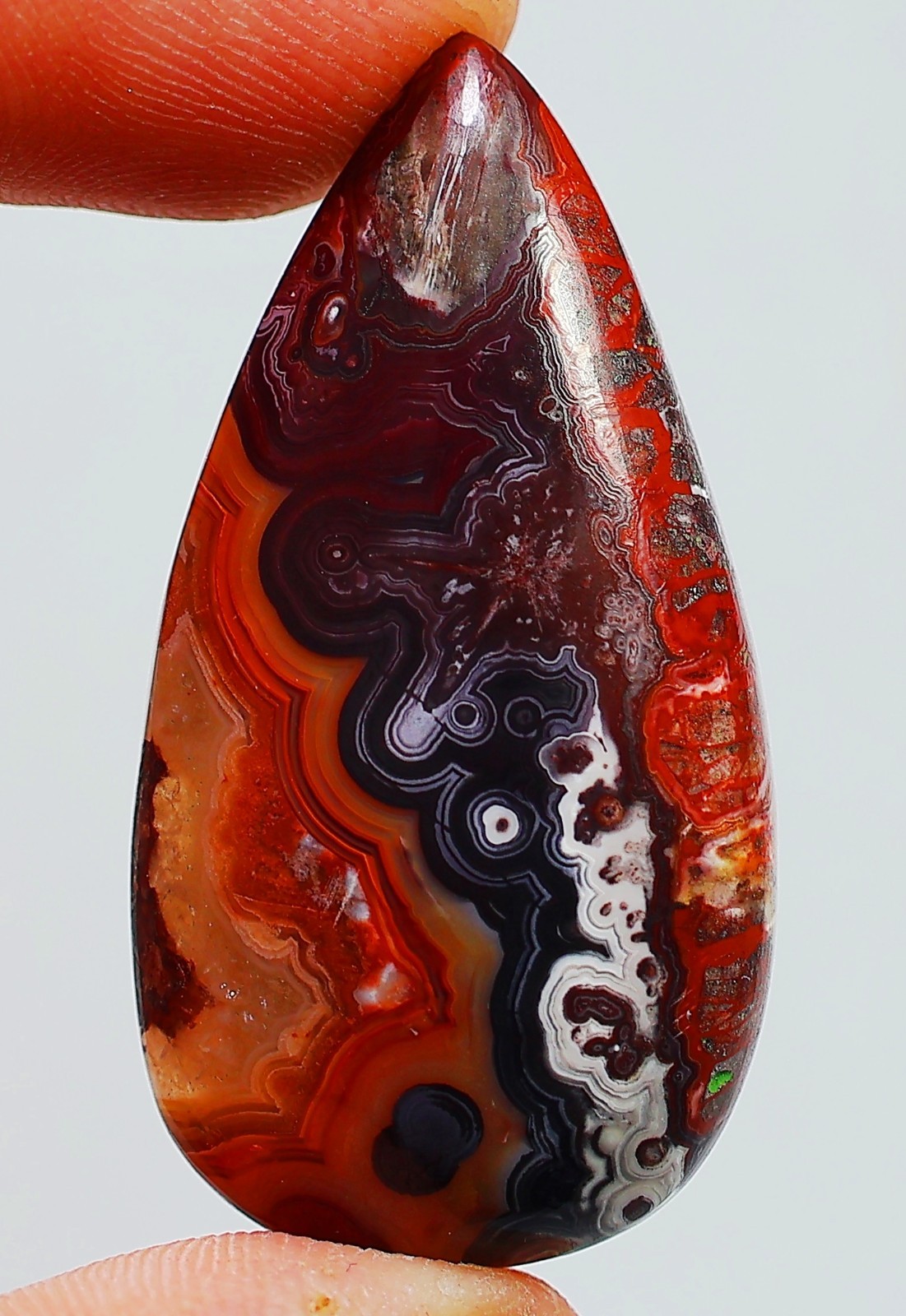 53 Ct 8X22X42 mm Natural Crazy Lace Agate Pear Cabochon Gemstone HH-305