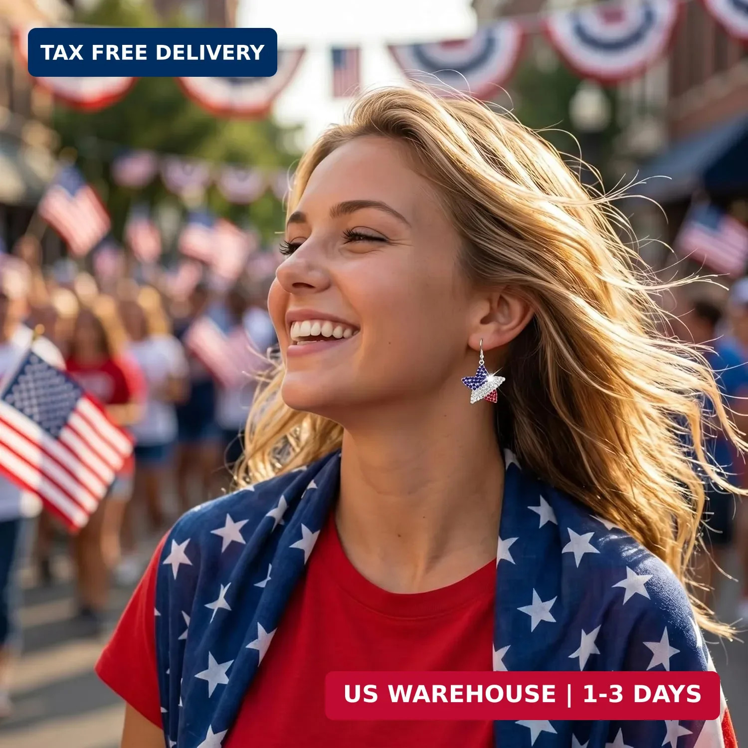 4th of July Patriotic Earrings Stud Dangle Drop Jewelry Gift for Women USA