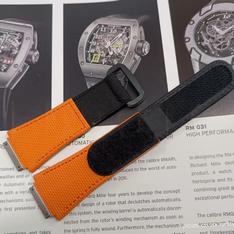 Replacement Orange Hybrid Watch Strap Fits Richard Mille RM030 035 Size Medium