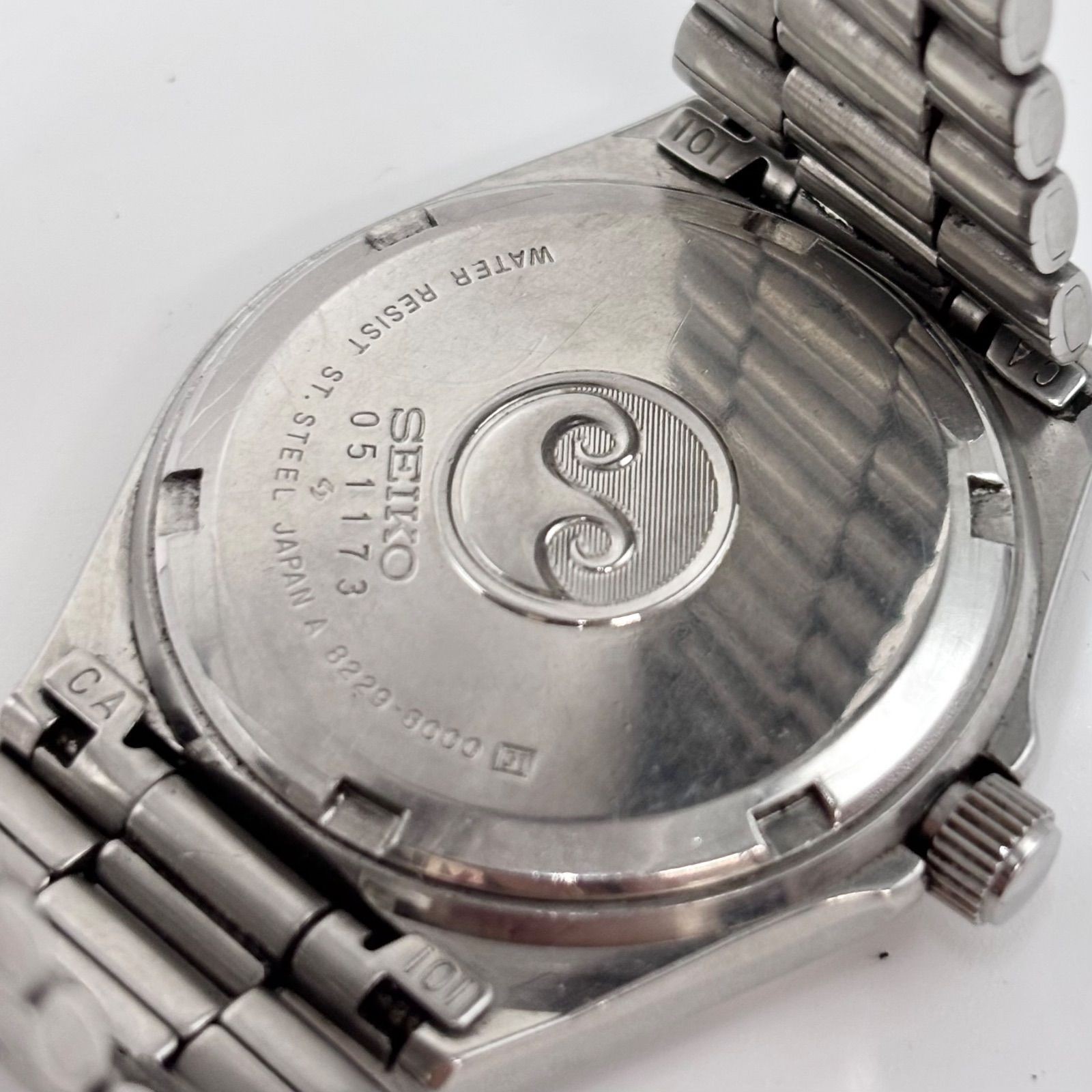 Working Bracelet SEIKO Silver Wave Wristwatch Quartz Day Date Cal.8229 Manufactu