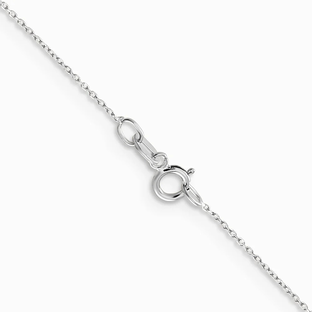 10K White Gold .6mm Diamond-Cut Round Open Link Cable Chain Necklace 14″-24″