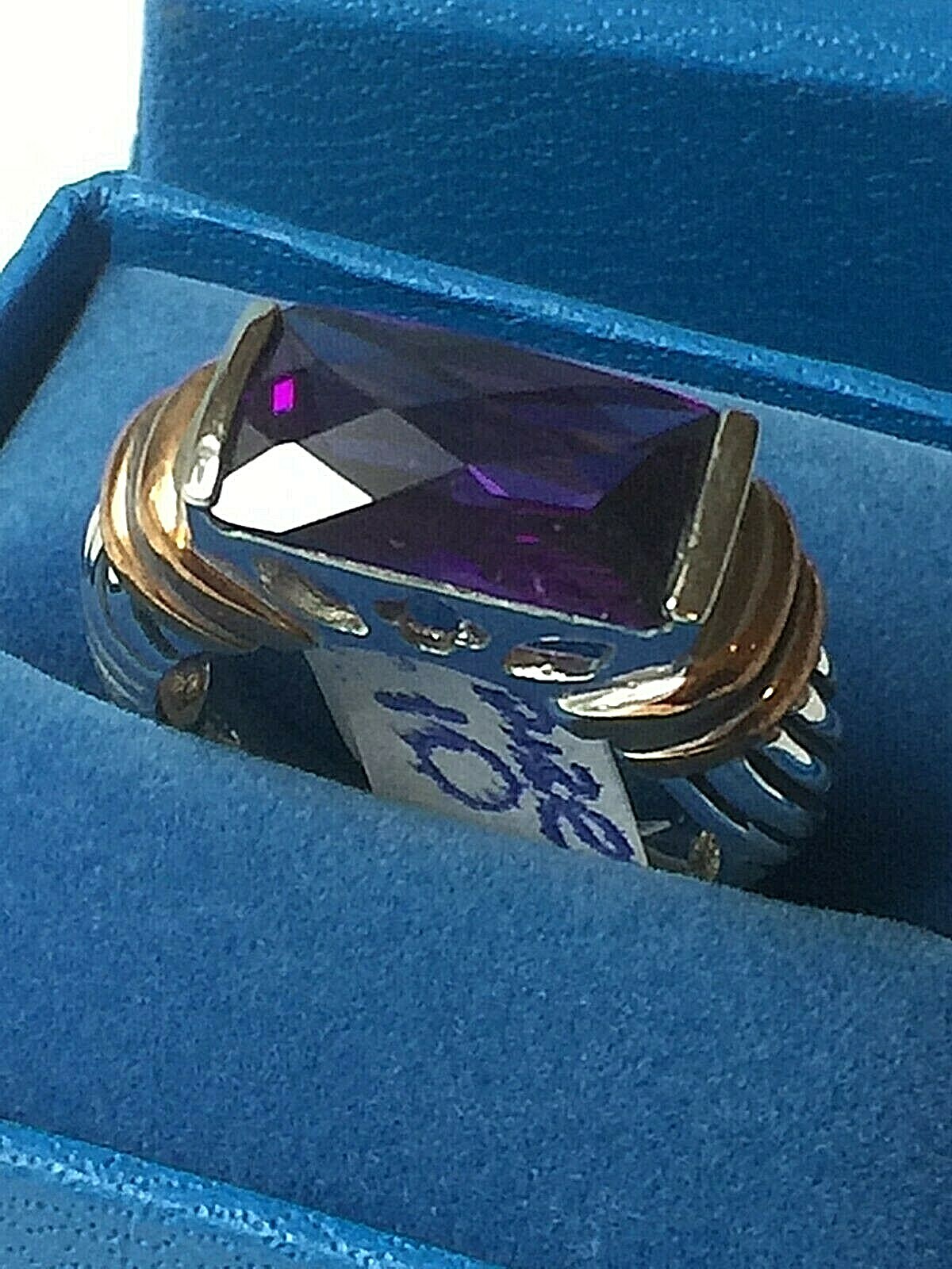 Size 6 1/2 Women VINTAGE AMETHYST RING 925 STERLING SILVER & ROSE GOLD New