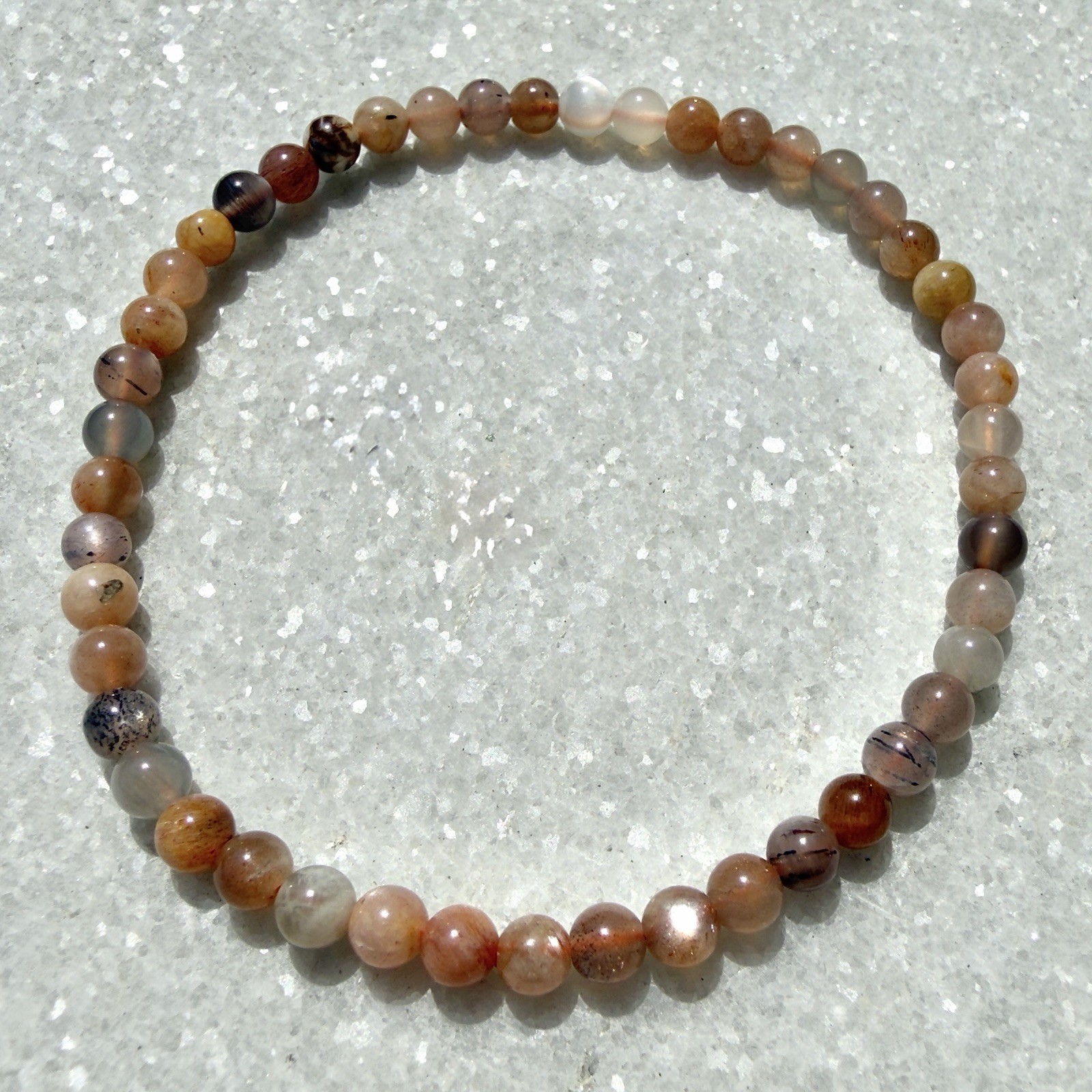 Wholesale Lot 6 Pcs Natural Black Moonstone 4mm 7.5” Crystal Stretch Bracelet