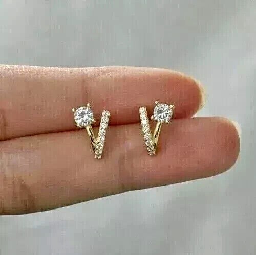 Created Diamond Women’s Stud 14K Yellow Gold Plated 1.5Ct Dainty Earrings Gift