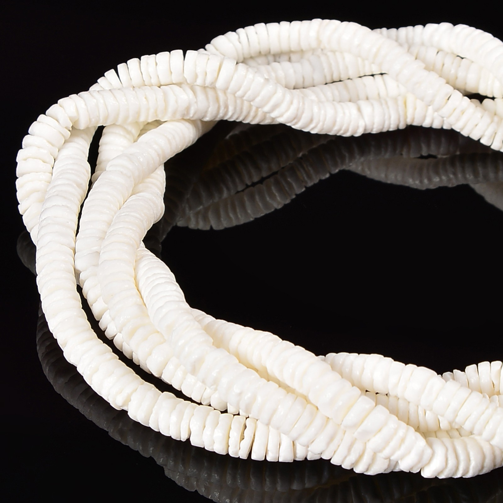 White Shell Heishi Disc Beads Size 2x6mm 15.5” Strand (2x6mm)