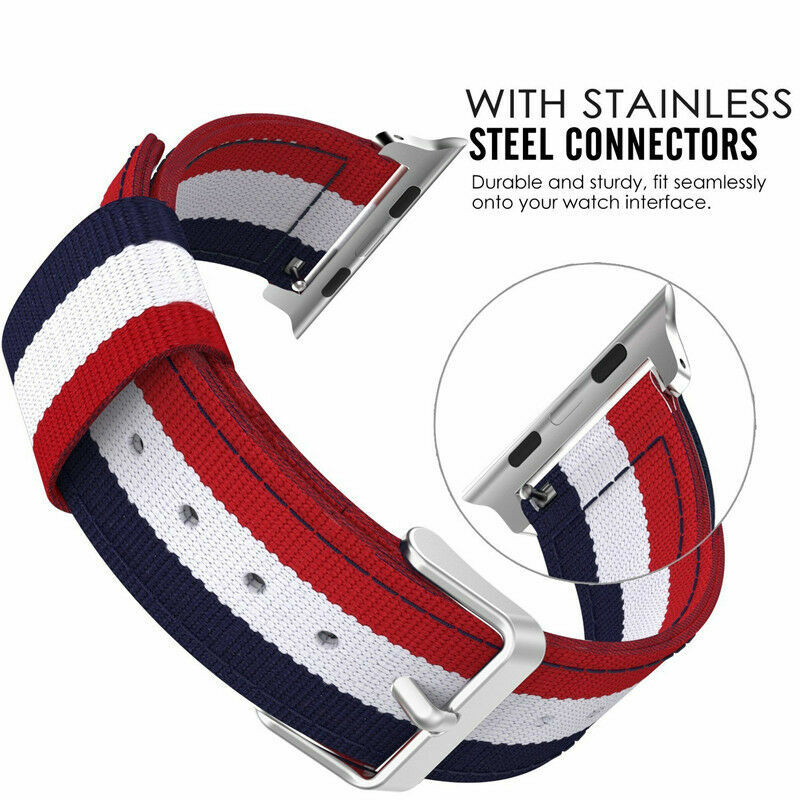Nylon Sport Band Stripe Strap for Apple Watch Series 7 6 5 4 3 41/45mm iWatch SE