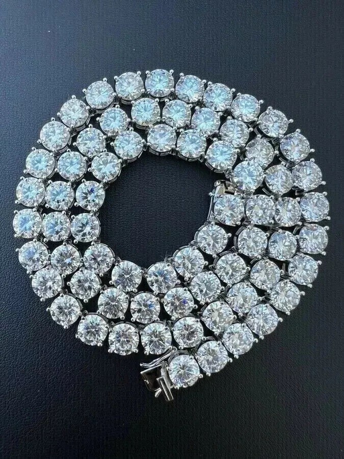 25Ct 5mm Round Cut Lab Created Diamond Tennis Necklace 14K White Gold Plated 20″
