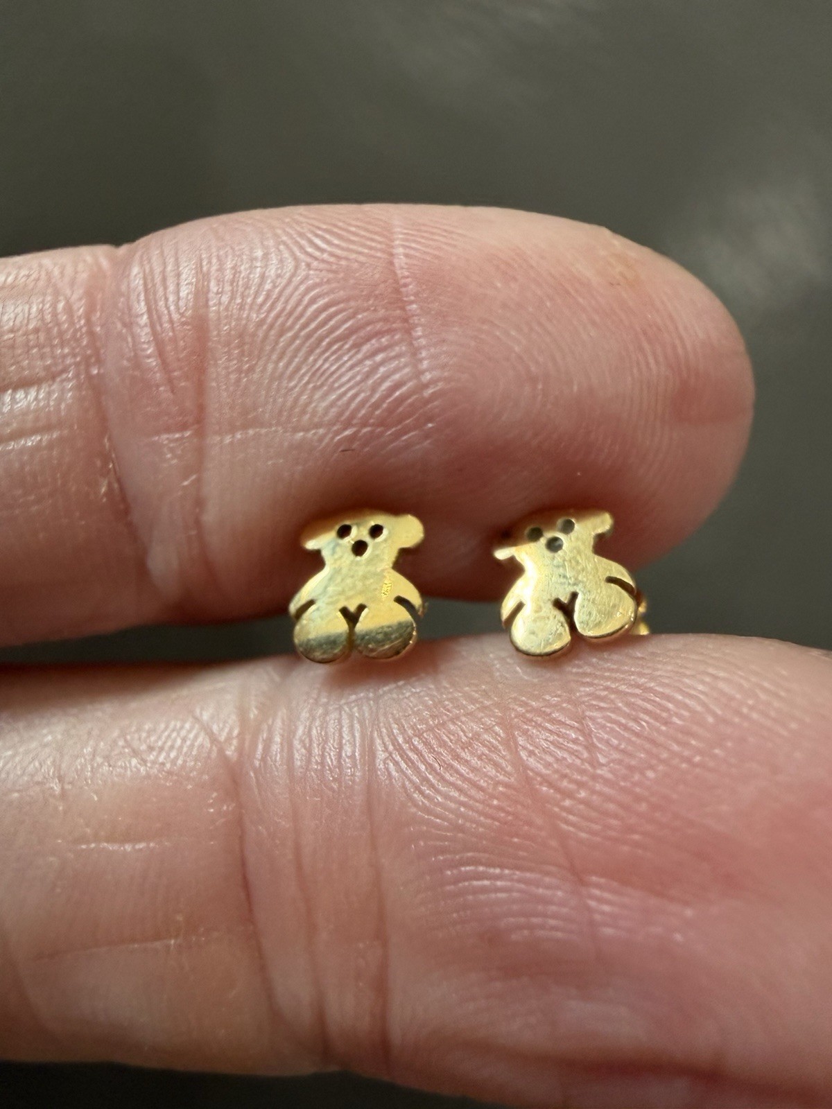 TOUS Yellow 750 18k Gold Bear Earrings Authentic
