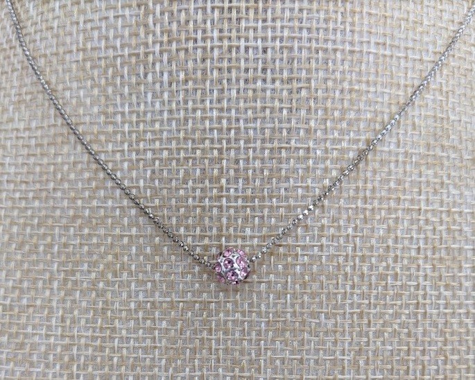Pink pave-set crystal necklace FREE SHIPPING