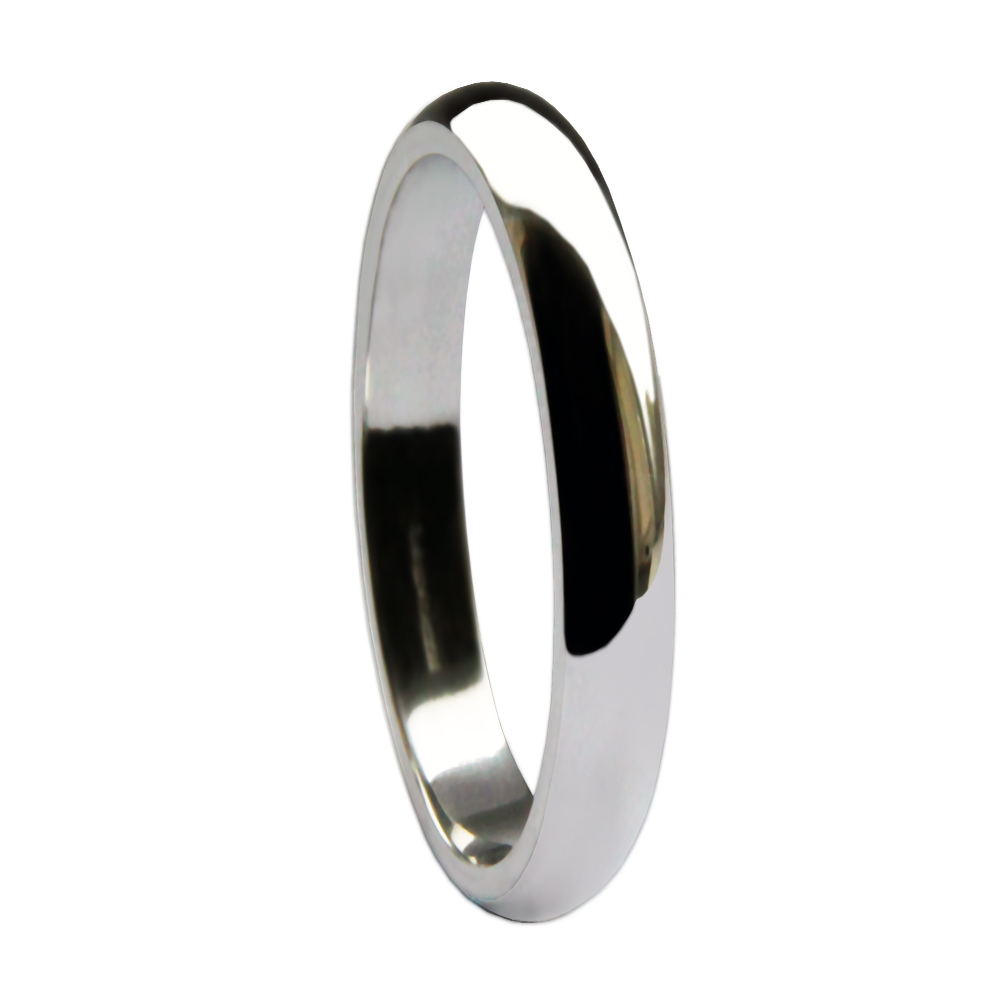 950 Platinum D-Shape Wedding Rings Heavy Bands 2, 2.5, 3, 4, 5, 6, 8mm U.K. HM
