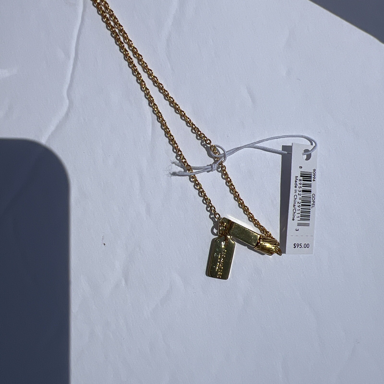 COACH Enameled SIG C 1” BAR 30” NECKLACE GOLD/PL Authentic LOGO NWT NEW