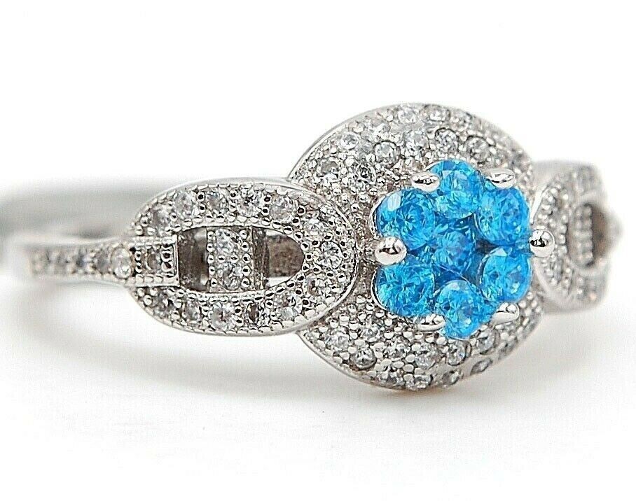 Heat Treated 2CT Blue Topaz 925 Sterling Silver Ring Jewelry Sz 6 UB3-3