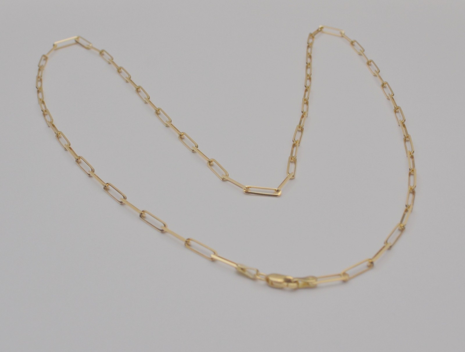 14K Yellow Gold Paperclip Link Chain Necklace 22”