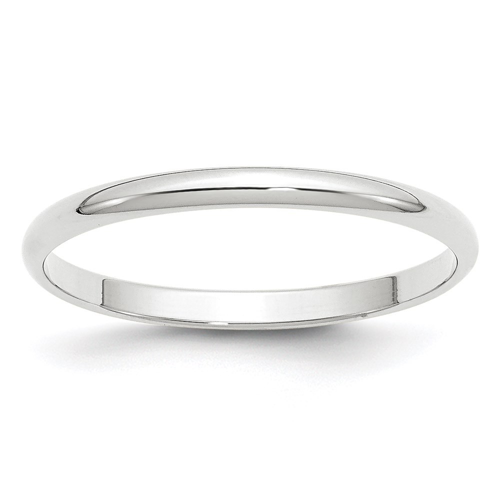 10k White Gold 2mm Lightweight Half Round Wedding Band Ring Size 5 for Women
