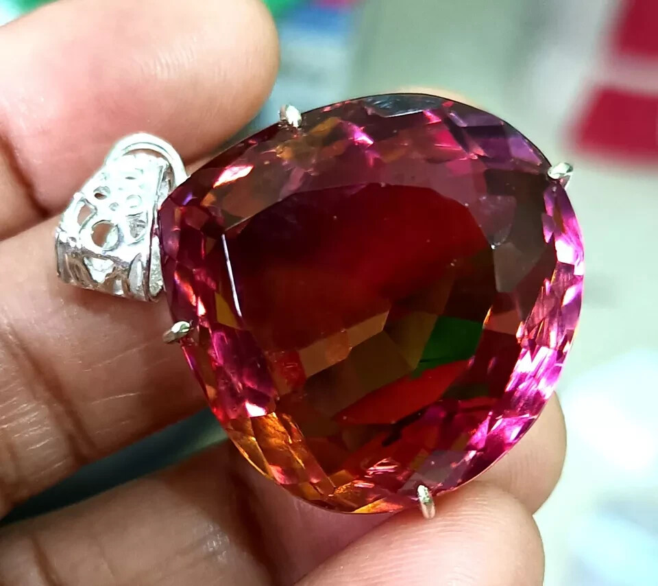 Certified 71 Ct+ Natural Zultanite 7 Color Pendant 925 Silver Loose Gemstone
