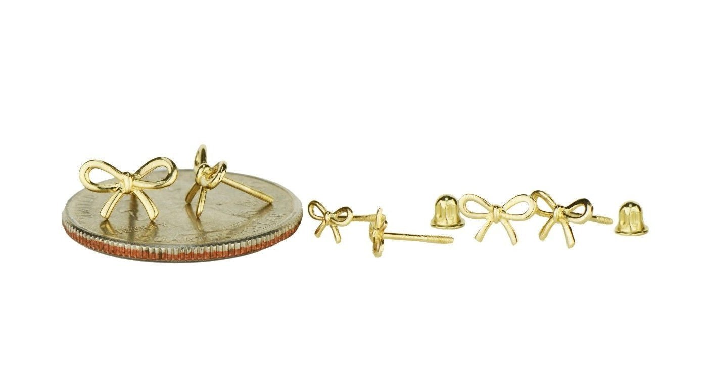 14K Yellow / White / Rose Gold Bow Tie Stud Earrings