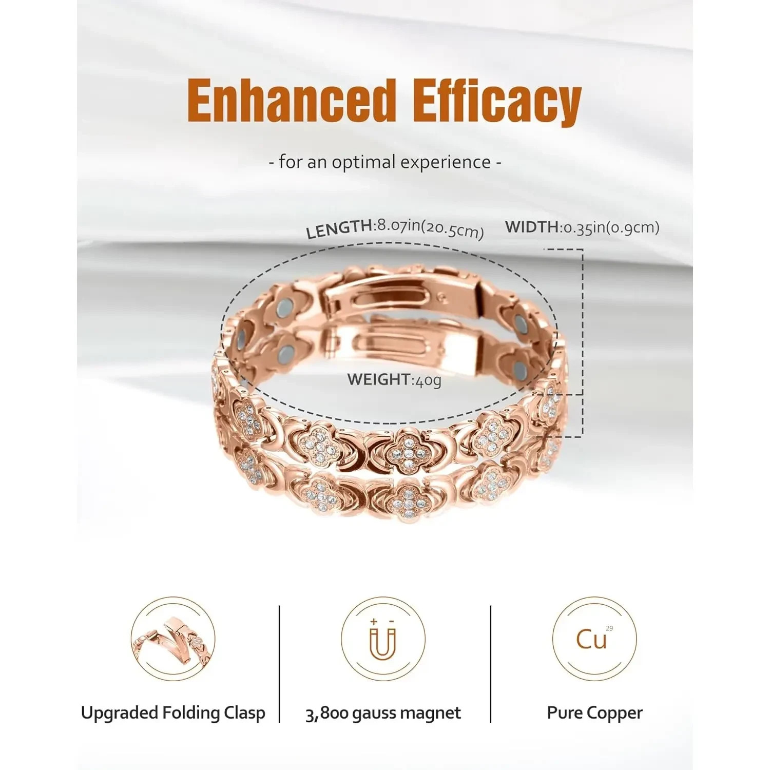 Jecanori Copper Bracelets for Women, Pure Copper Magnetic Bracelet with 3500 Gau