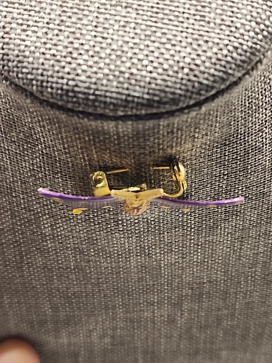 Vintage 1970’s Purple Yellow Enamel Butterfly Korea Signed