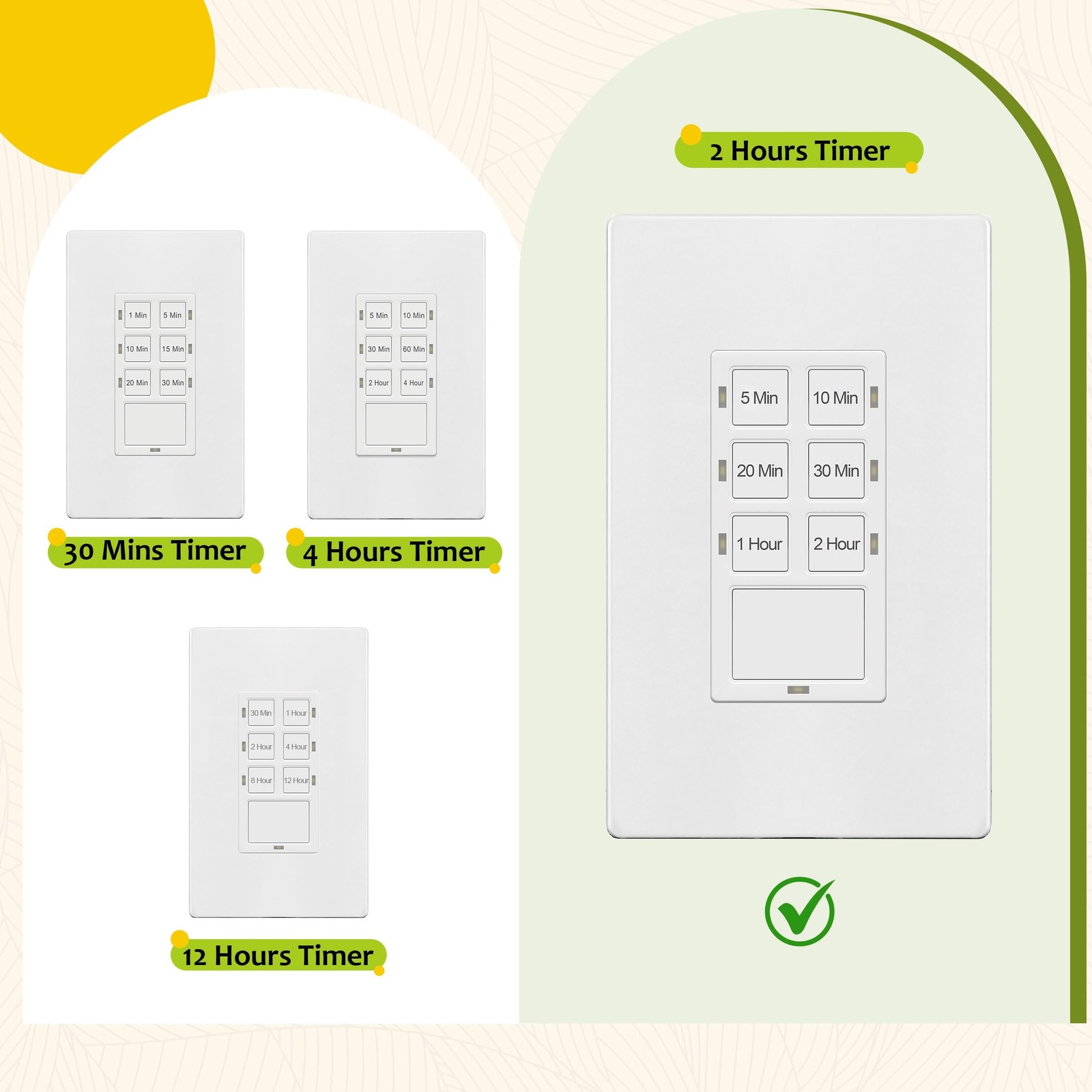 TG 2-Hour Countdown Timer Switch, 5-10-20-30 Min, 1-2 Hr, for Bathroom Fans, …