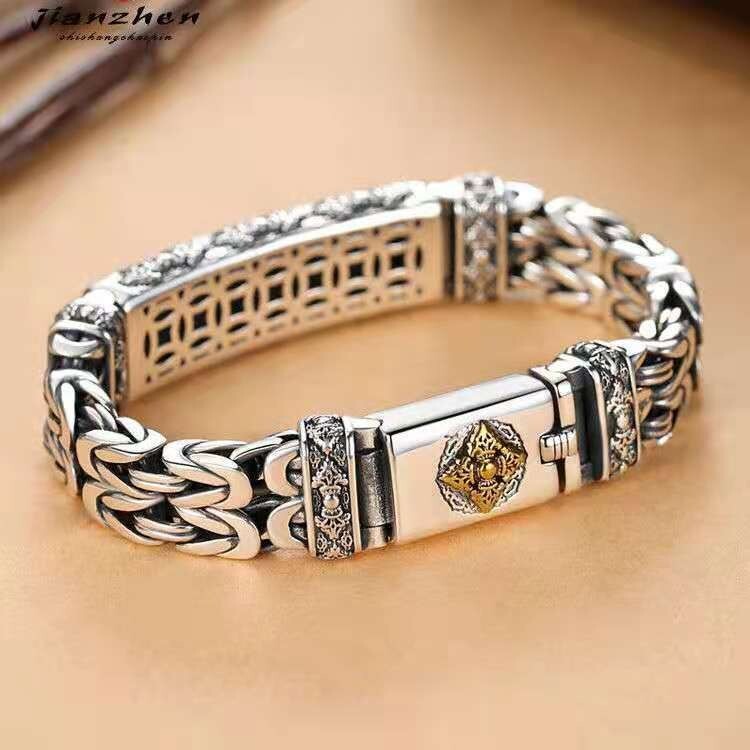 20cm 925 Silver Sterling Bangle Bracelet Chain Vintage Men’s Jewelry Gift NEW