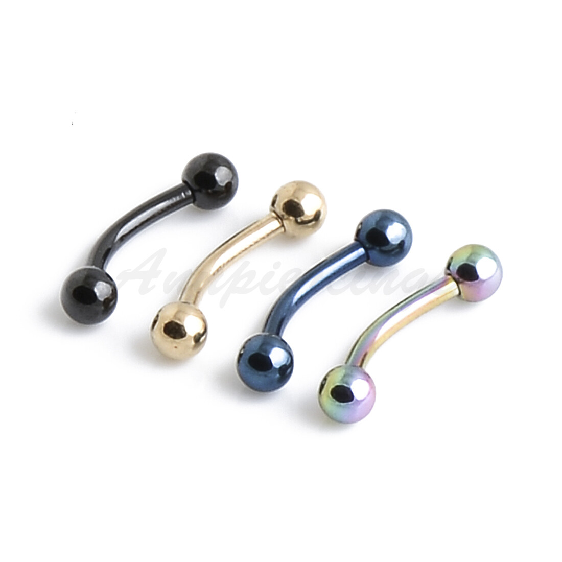 16G 14G 8mm, 10mm Titanium Anodized Curved Barbells Eyebrow Rings Body Piercing