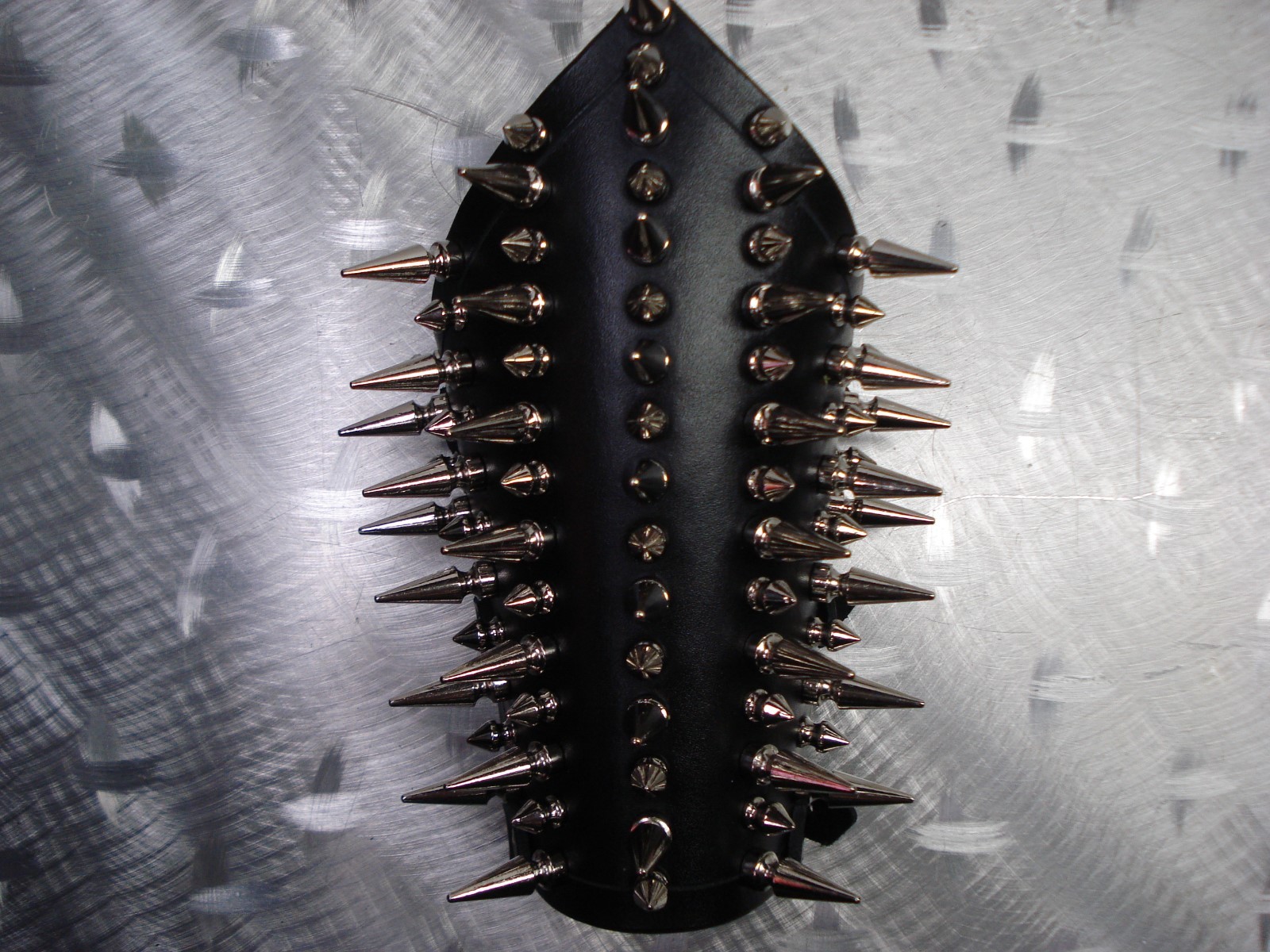 LEATHER SPIKED MIXED MEDIUM GAUNTLET. BLACK DEATH…(MDLG0140)…..IMMOLATION