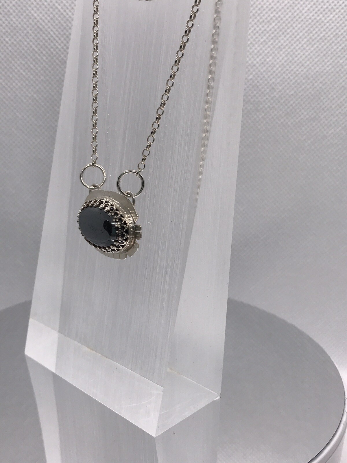 Hematite Pendant In Sterling Silver 18” Chain