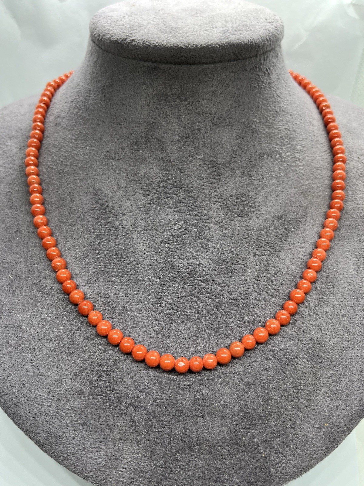 Natural Mediterranean Coral Necklace 5mm With 18kt Clasp – Handmade