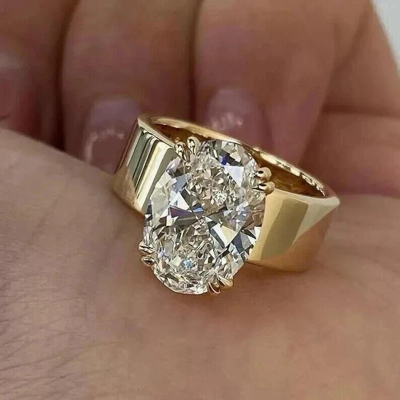 3.00 Ct Oval Cut IGI Certified Lab Grown Diamond Solitaire Ring 14k Yellow Gold
