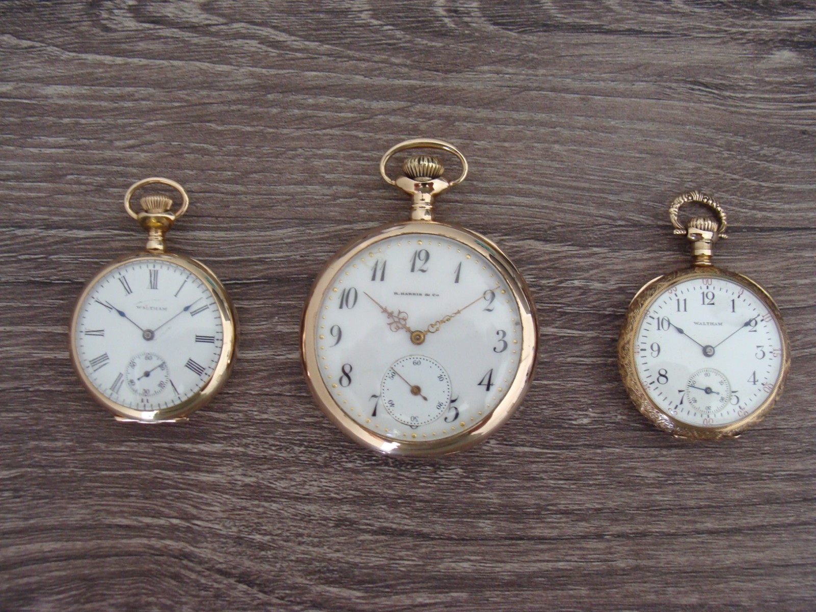 (2) Waltham & (1) R. Harris & Co. 14K Solid Yellow Gold Pocket Watch Estate Lot