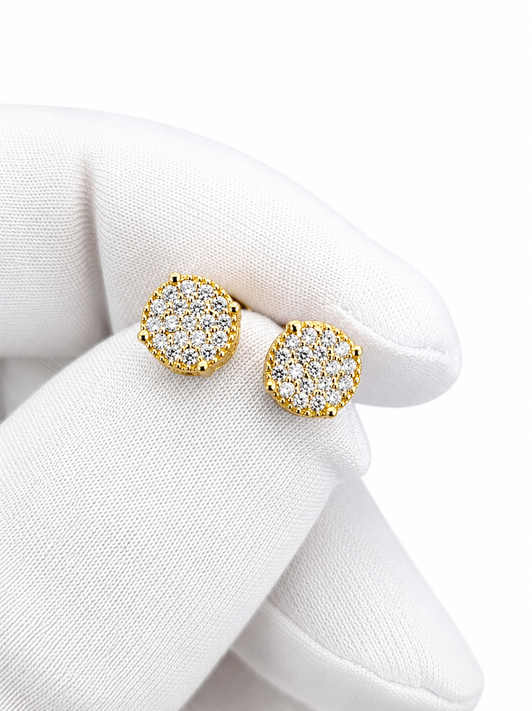 Iced Out Stud Earrings Gold Plated With Cubic Zirconia Hip Hop Jewelry Men Women