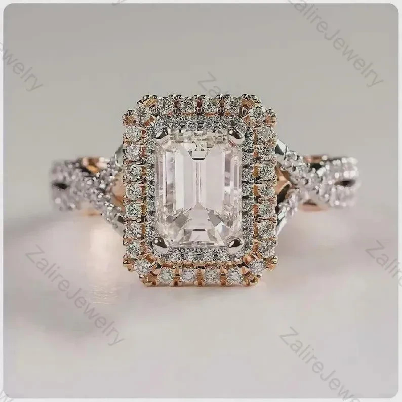 IGI 4 Ct Emerald F-VS1 Lab Grown Diamond Women Engagement Ring 14K Yellow Gold