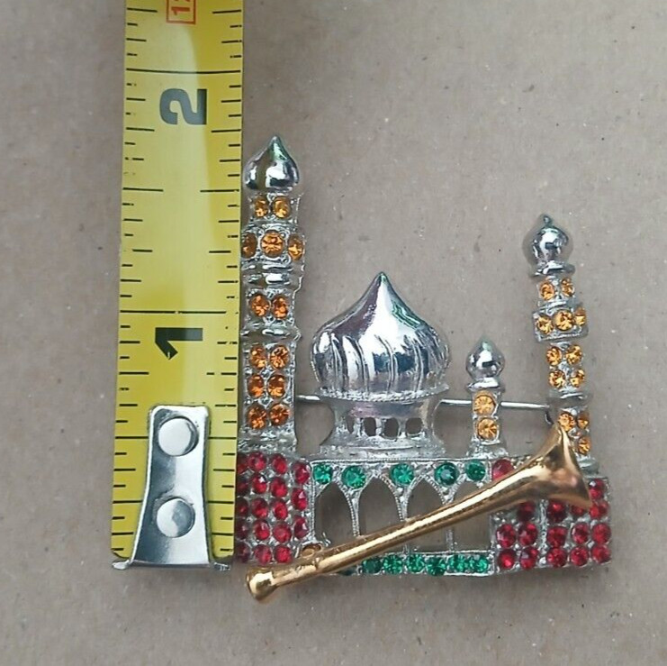 RARE ORA 3-D Taj Mahal Figural Rhinestone Brooch – Silvertone