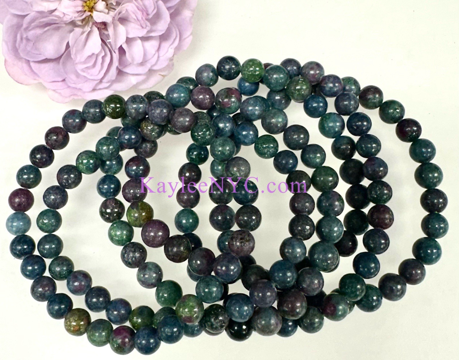 Wholesale 6 Pcs Natural Ruby Kyanite ~7mm 7.5” Crystal Stretch Bracelet