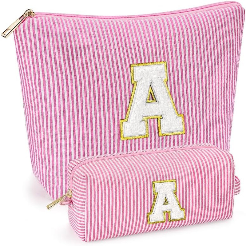 2PCS Pink Makeup Bags Travel Cosmetic Toiletry Bag Gift for Women Girls