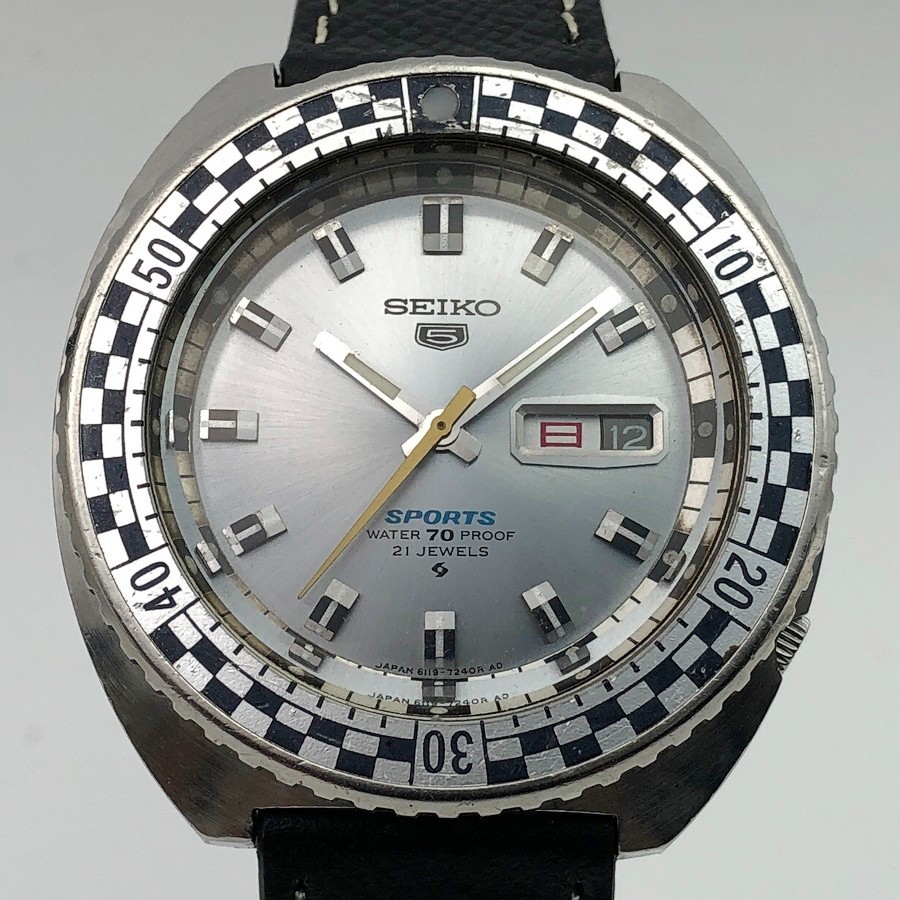 Vintage 1969 Seiko 5 Sports 6119-7170 Rally diver Checker flag Automatic #2106