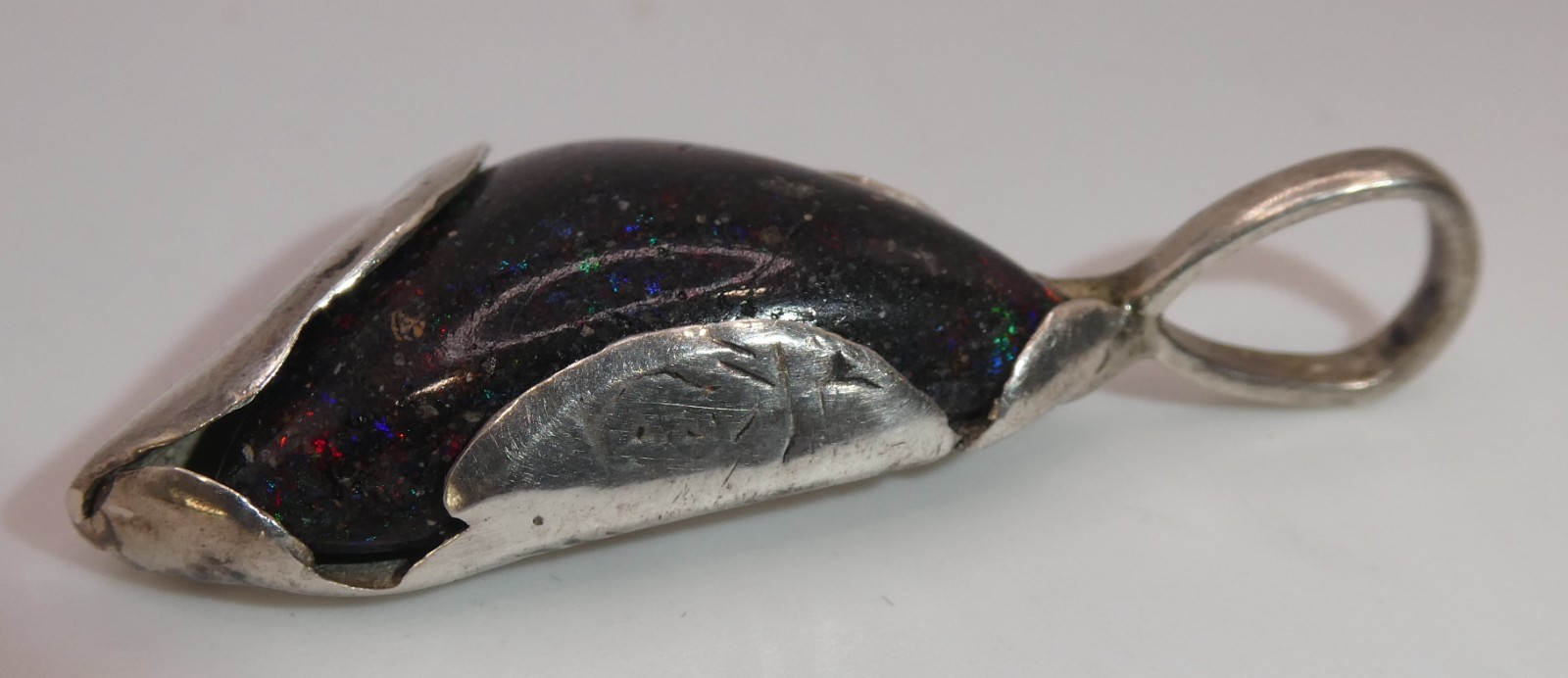 Sterling Silver Pendant Black Matrix Fire Opal Handcrafted Artisan Studio OOAK