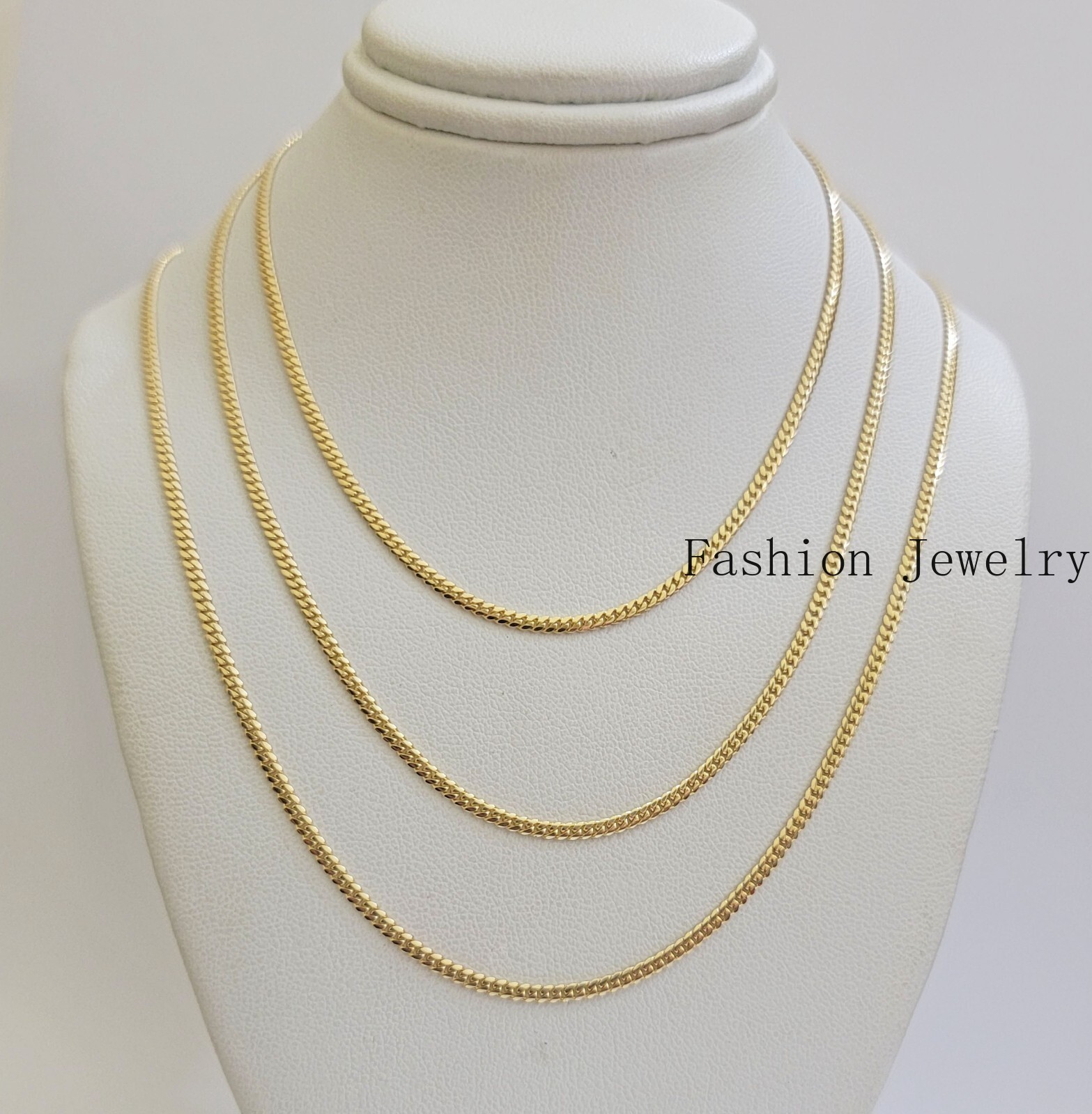 Real 18k Yellow Gold Necklace Chain Miami Cuban Link 2mm 24 Inch Real 18kt Solid