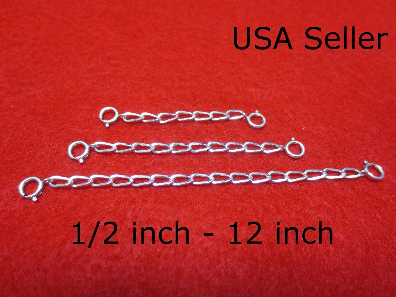 SOLID STERLING SILVER 3.0mm 5 INCHES EXTENDER / SAFETY CHAIN W/ SPRING RING