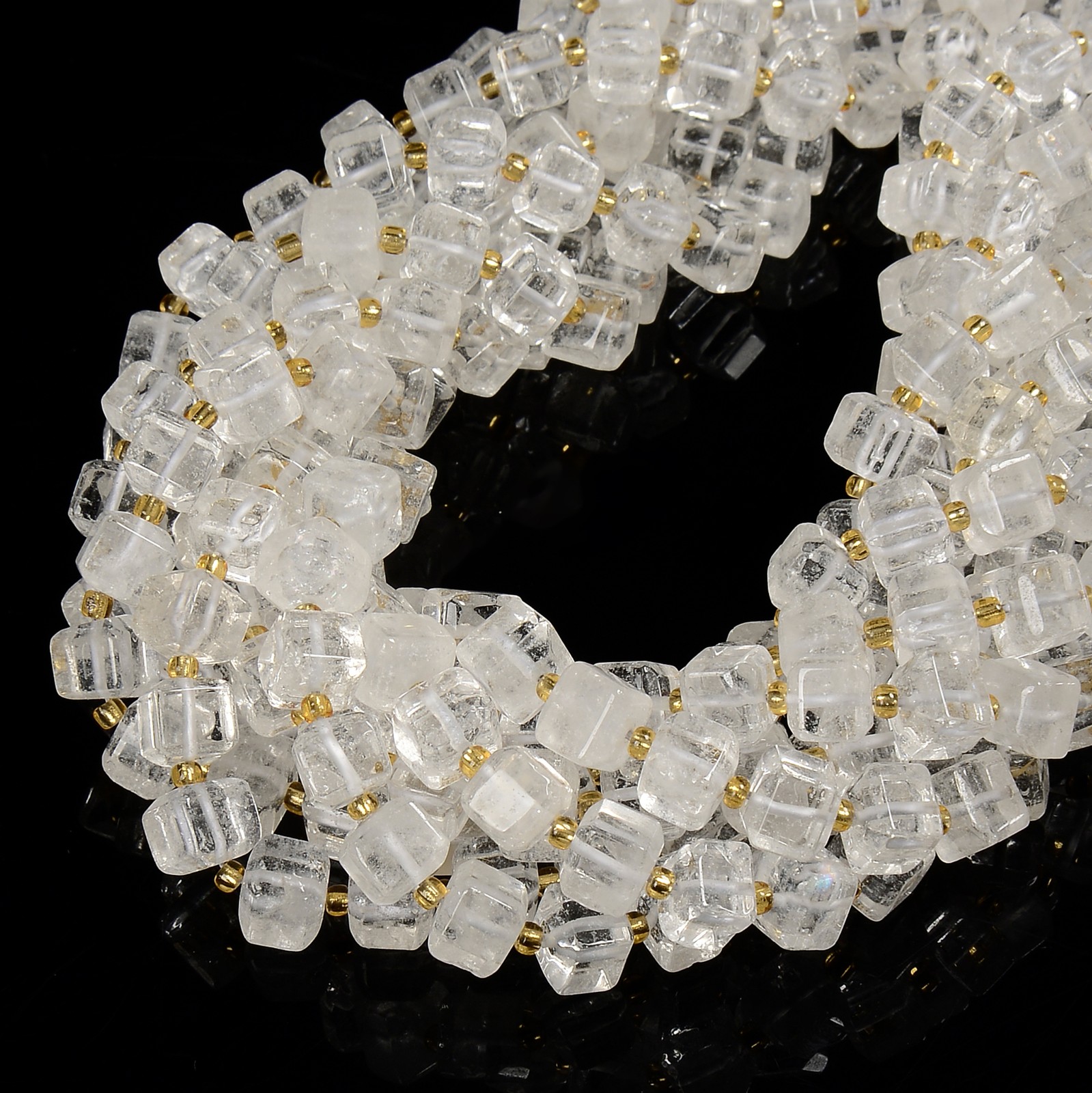 Natural Clear Quartz Faceted Rubik’s Cube Beads Size 8mm 15.5” Strand