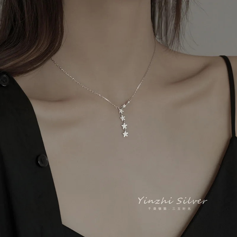 2021 New Star Necklace Tassel Pendant 925 Silver Simple Temperament Clavicle Cha