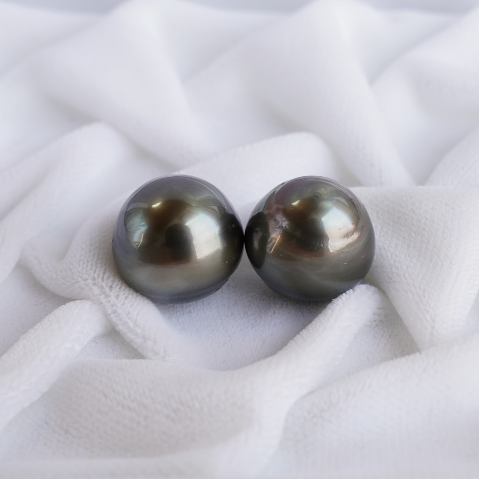 Big 15.1-15.3mm Gray-Green Tahitian Cultured Loose Pearl Undrilled , High Luster