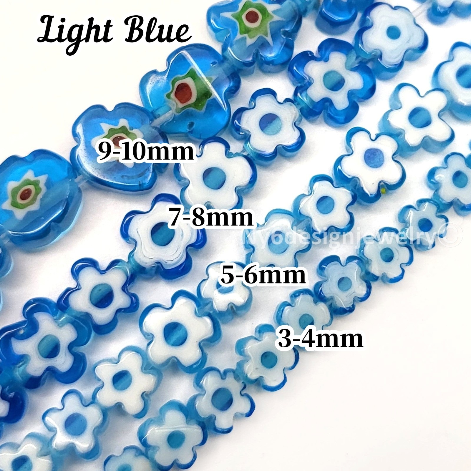 Flower Millefiori Murano Glass Lampwork Spacer Bead Crystal 15″ 4mm 6mm 8mm 10mm