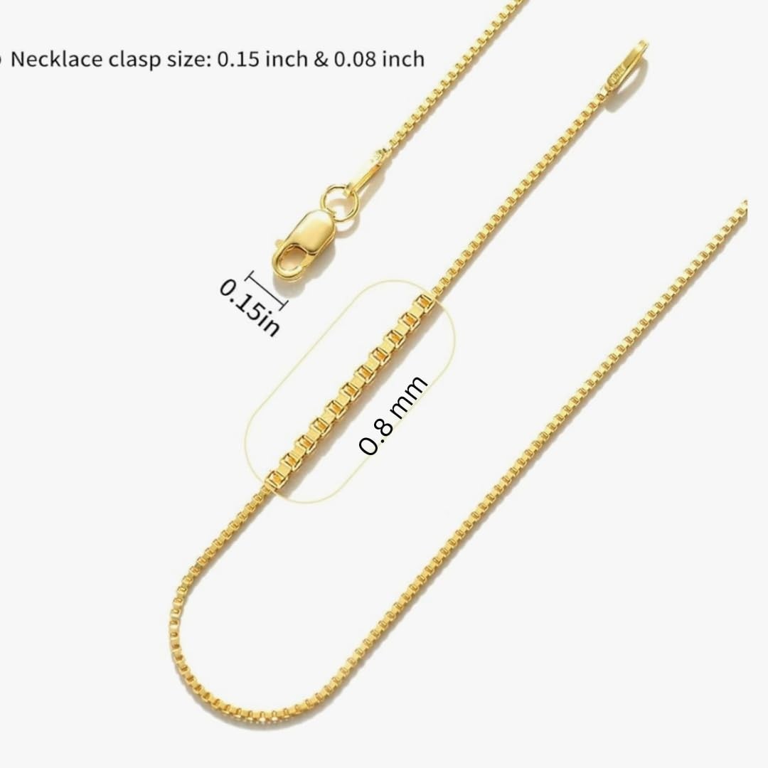 Sterling Silver & 14K Gold Box Chain Necklace for Women – Strong, 7 Lengths Avai