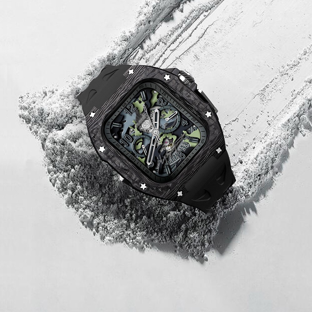 Luxury Titanium Carbon Fiber Case Rubber Band Mod Kit For Apple Watch Ultra 49MM