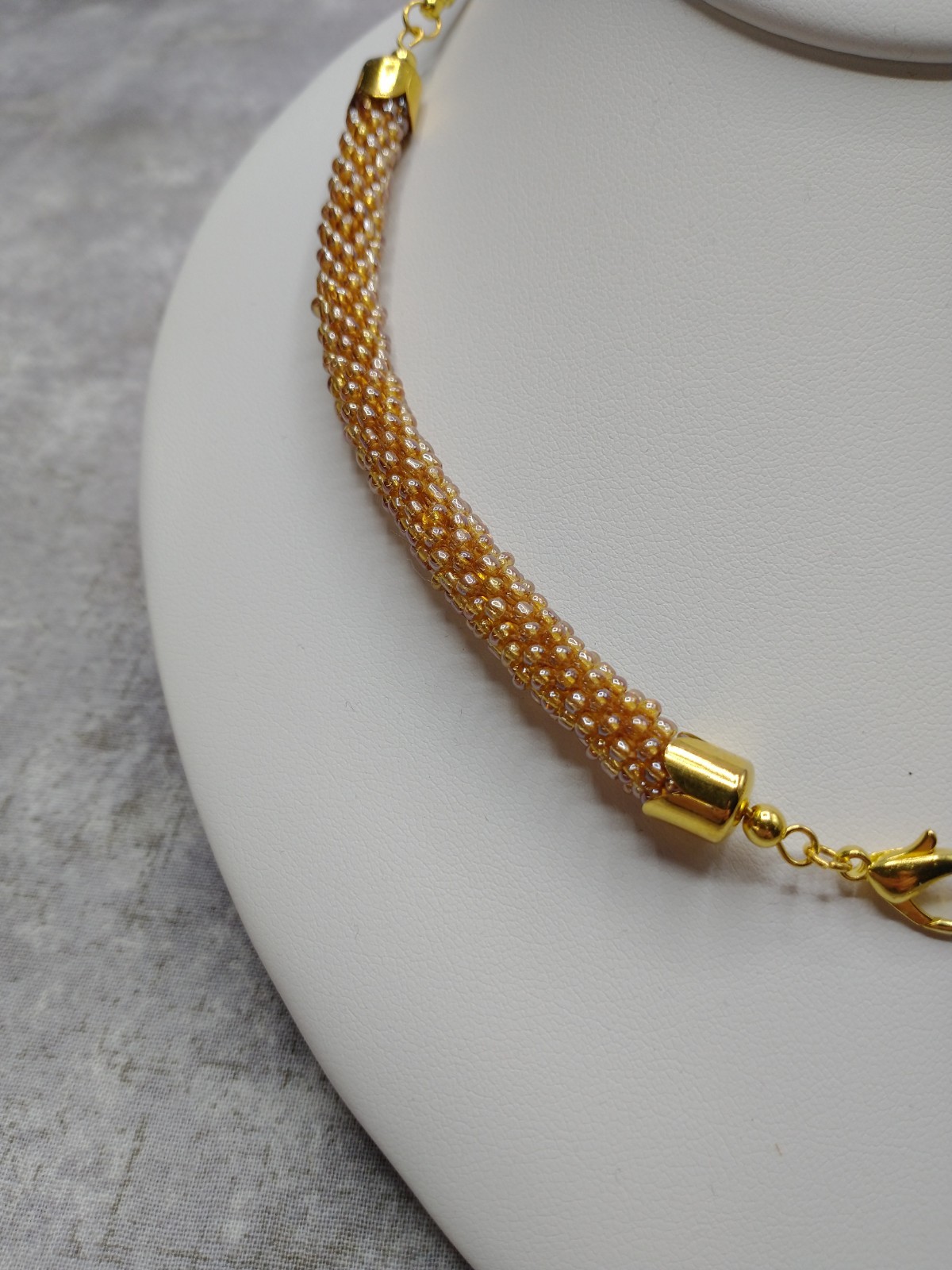 New Hand Crafted Spiral Bead Crochet Necklace, Cluster Beaded Necklace