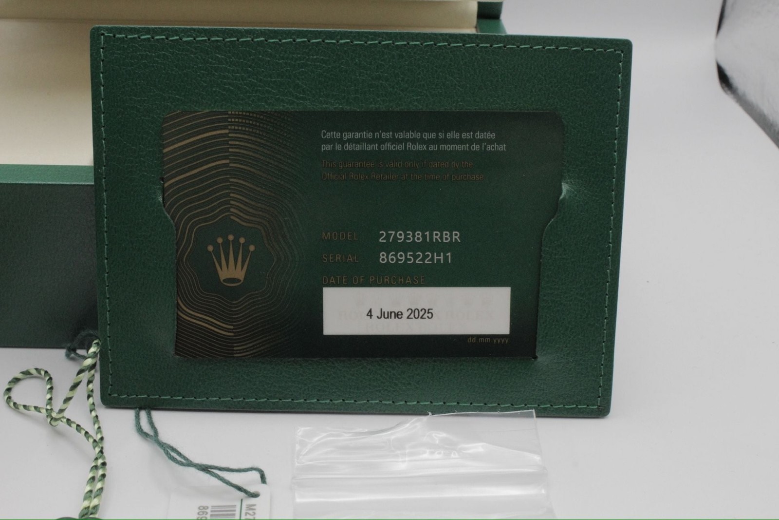 Genuine Rolex Datejust 28 Box, Papers & Extra Link Set (279381RBR) — NO WATCH